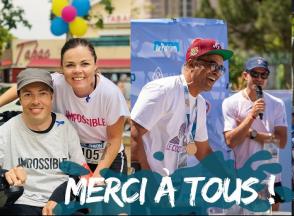 images du festirun (coureurs, yannick noah) et le texte "merci à tous"